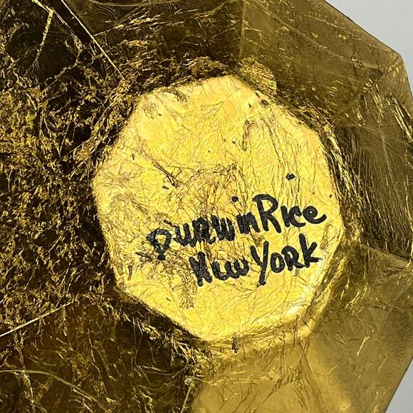 Durwin Rice New York Octagonal Decorative Plate Black Gold Leaf Moliere Quote - Picture 3 of 5